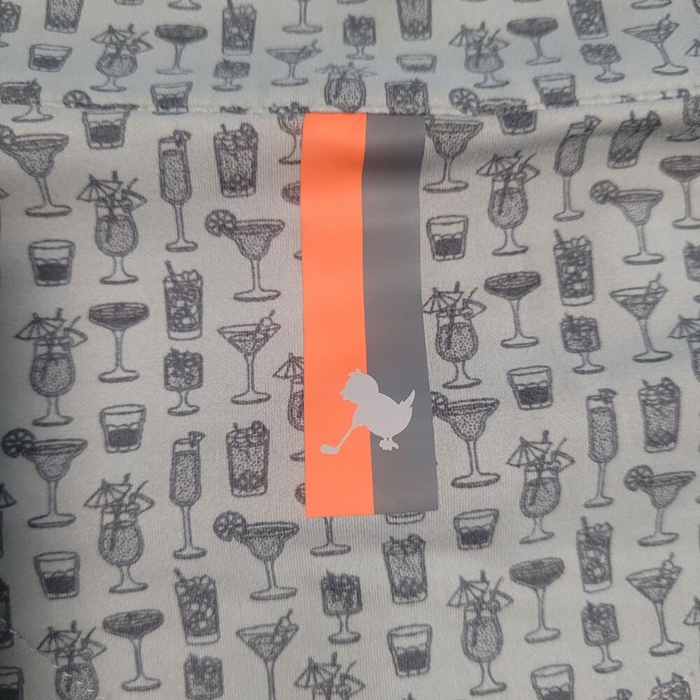 Birdie Bound Golf Pullover Jacket Mens Large Gray 1/4 Zip Cocktail Print Pockets - Picture 9 of 10